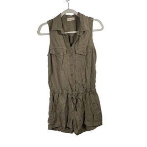 Bella Dahl Tencel Linen Blend Green Cargo Romper Lagenlook Womens Small